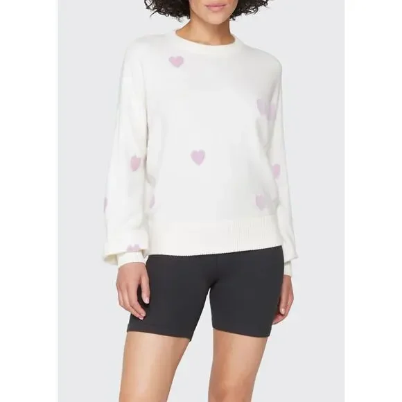 Spiritual Gangster Heart Print Ivory Pullover Sweater Women’s Medium - Picture 2 of 5